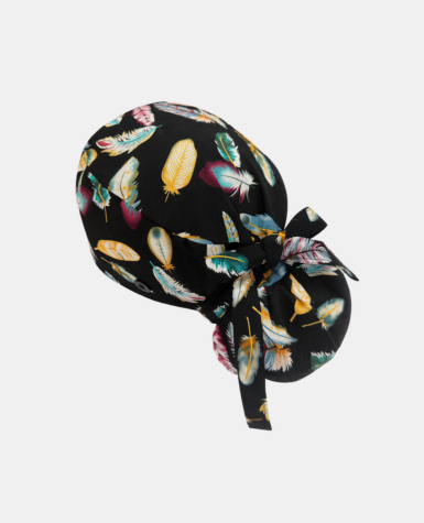 Satin Lined Ponytail Scrub Cap - Feather