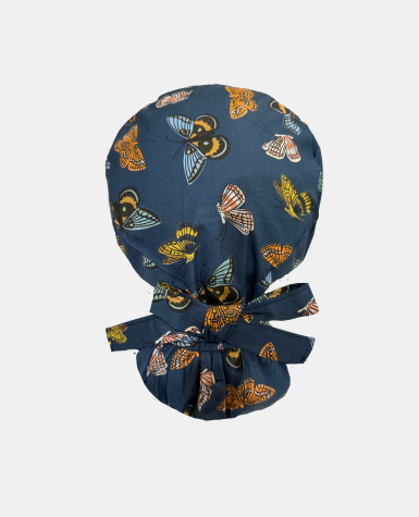 Satin Lined Ponytail Scrub Cap - Butterfly