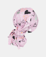 Satin Lined Ponytail Scrub Cap - Heart