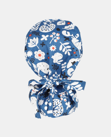 Satin Lined Ponytail Scrub Cap - Forest Animals