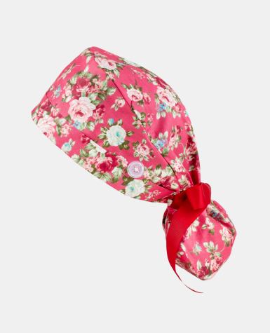Ponytail Scrub Cap - Pink Rose