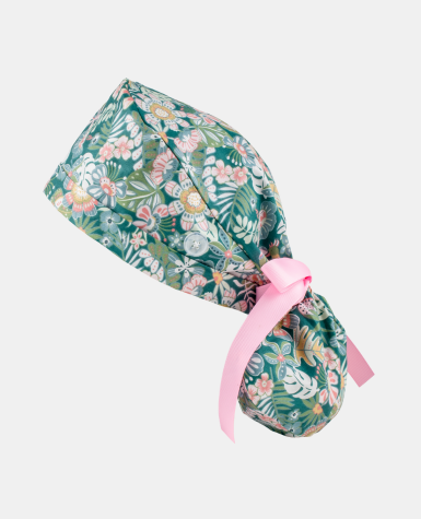 Ponytail Scrub Cap - Tropical Sunshine