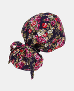 Satin Lined Ponytail Scrub Cap - Roses