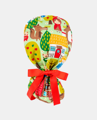 Ponytail Scrub Cap - Red Riding Hood