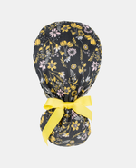Ponytail Scrub Cap - Midnight Flowers
