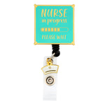 Retractable Nursing Badge Reel with Charm - Nurse in Progress - First Lifesaver