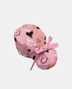 Satin Lined Ponytail Scrub Cap - Heart