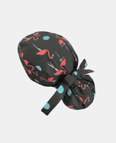 Satin Lined Ponytail Scrub Cap - Flamingo
