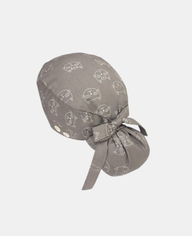 Satin Lined Ponytail Scrub Cap - Cat