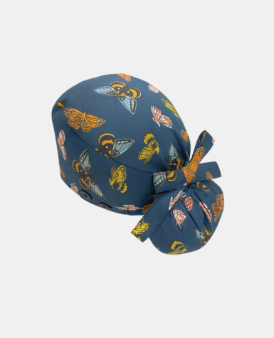 Satin Lined Ponytail Scrub Cap - Butterfly