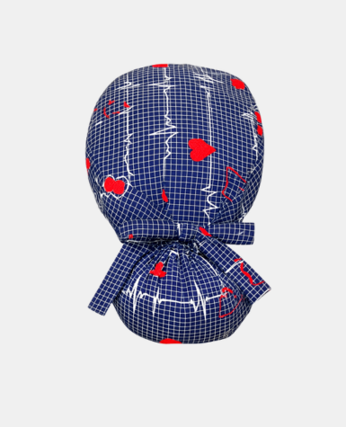 Satin Lined Ponytail Scrub Cap - EKG