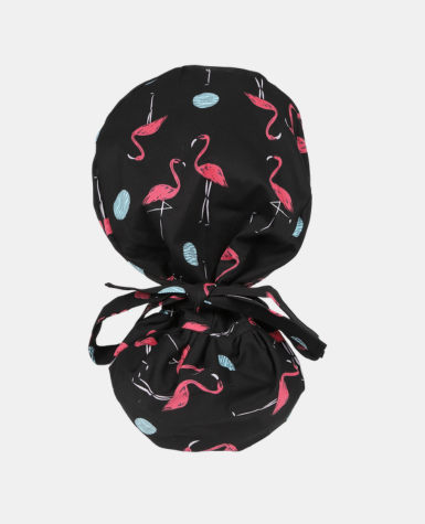 Satin Lined Ponytail Scrub Cap - Flamingo