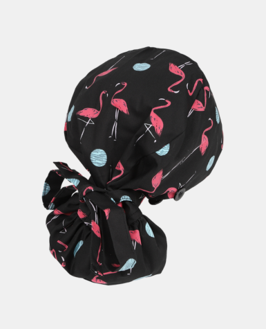 Satin Lined Ponytail Scrub Cap - Flamingo