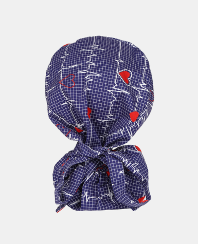 Satin Lined Ponytail Scrub Cap - EKG