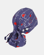 Satin Lined Ponytail Scrub Cap - EKG