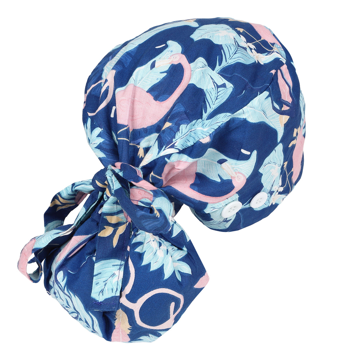 Satin Lined Ponytail Scrub Cap - Tropical