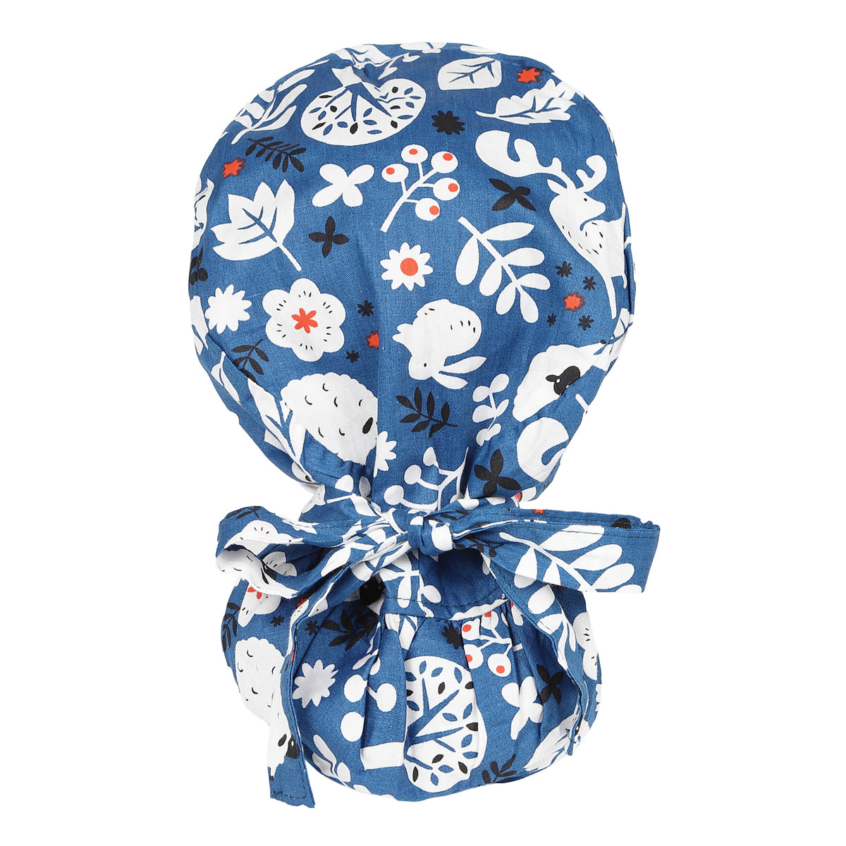 Satin Lined Ponytail Scrub Cap - Forest Animals