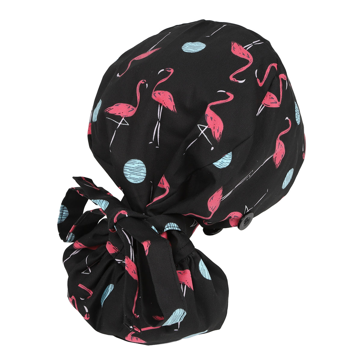 Satin Lined Ponytail Scrub Cap - Flamingo