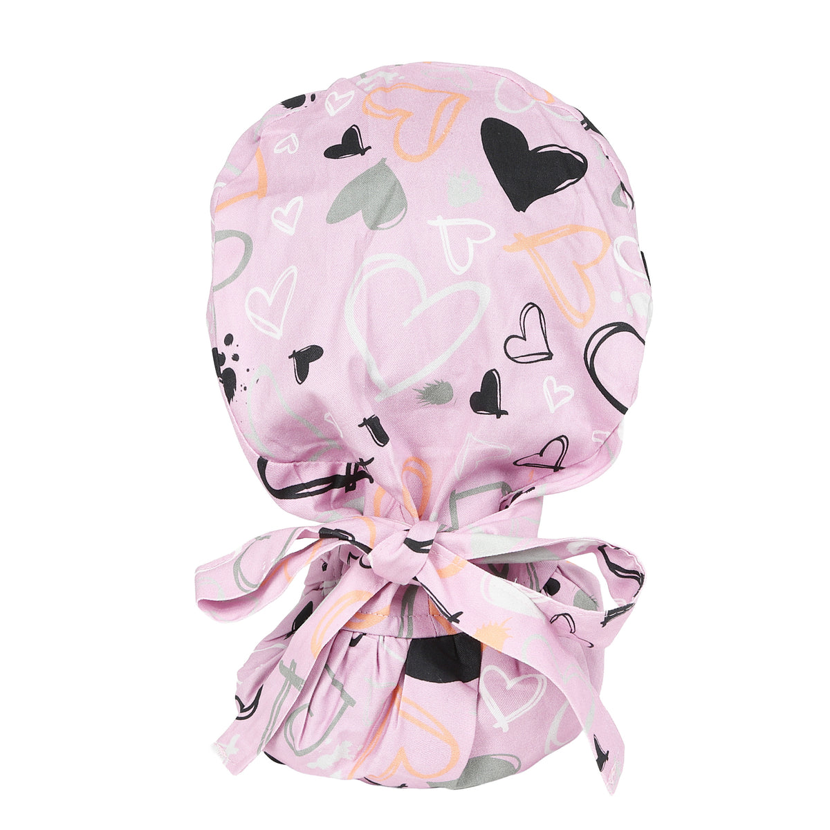 Satin Lined Ponytail Scrub Cap - Heart