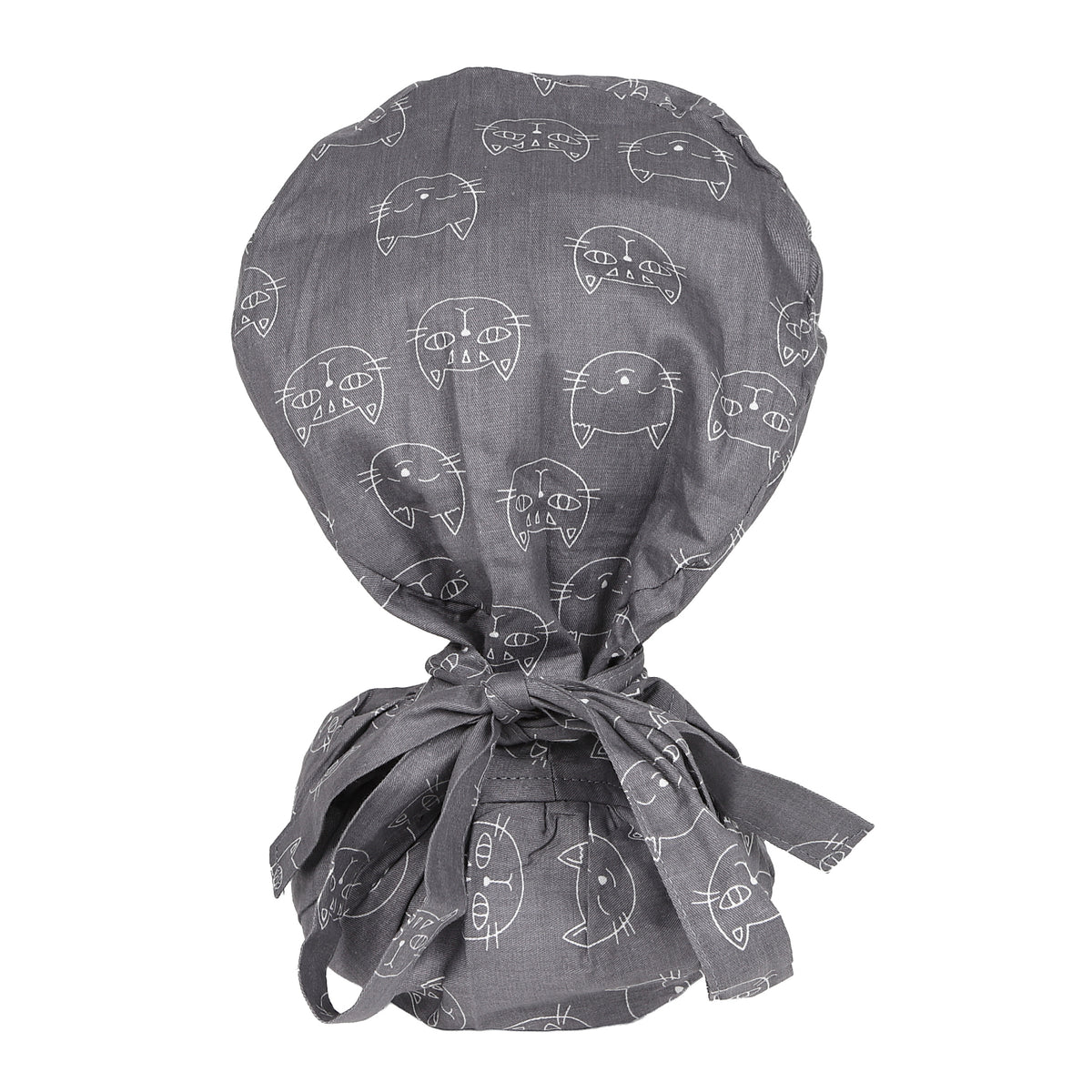 Satin Lined Ponytail Scrub Cap - Cat
