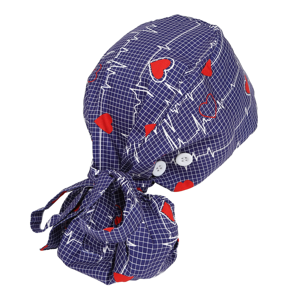 Satin Lined Ponytail Scrub Cap - EKG