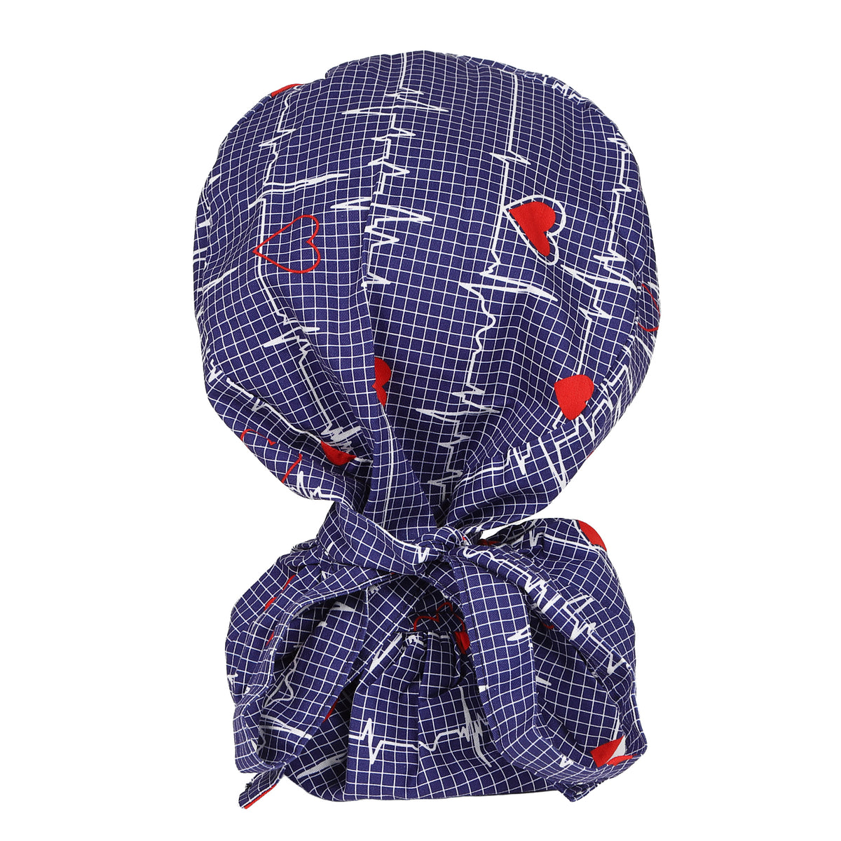 Satin Lined Ponytail Scrub Cap - EKG