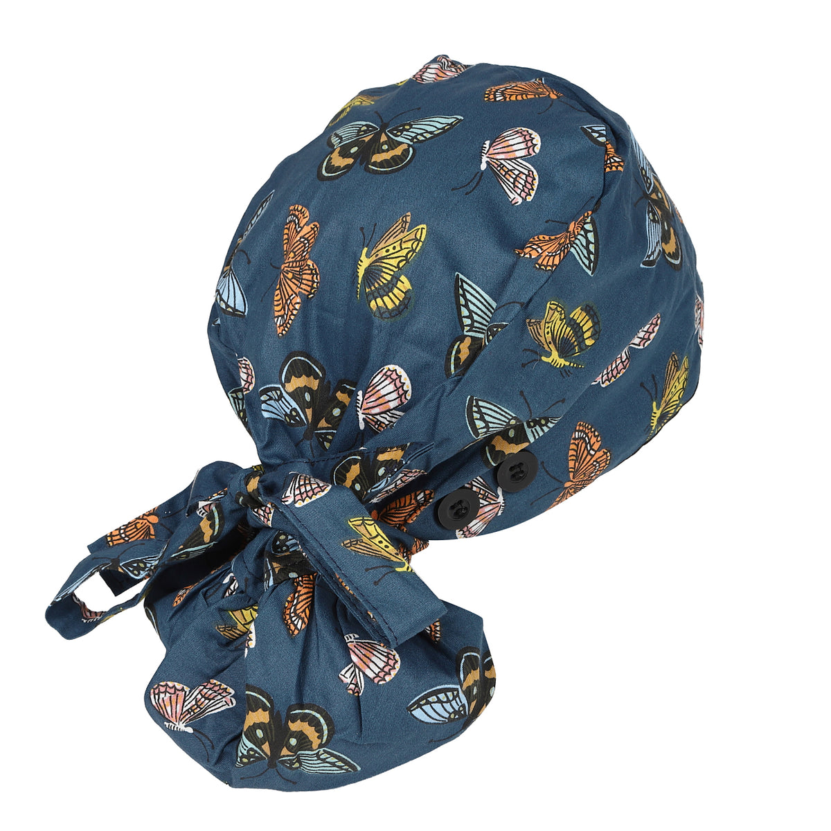 Satin Lined Ponytail Scrub Cap - Butterfly