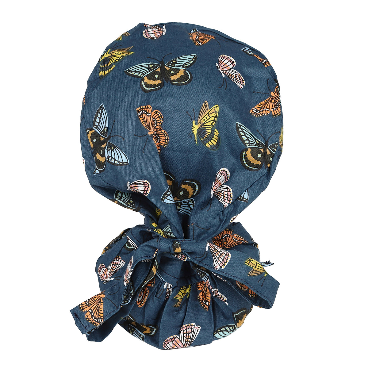 Satin Lined Ponytail Scrub Cap - Butterfly