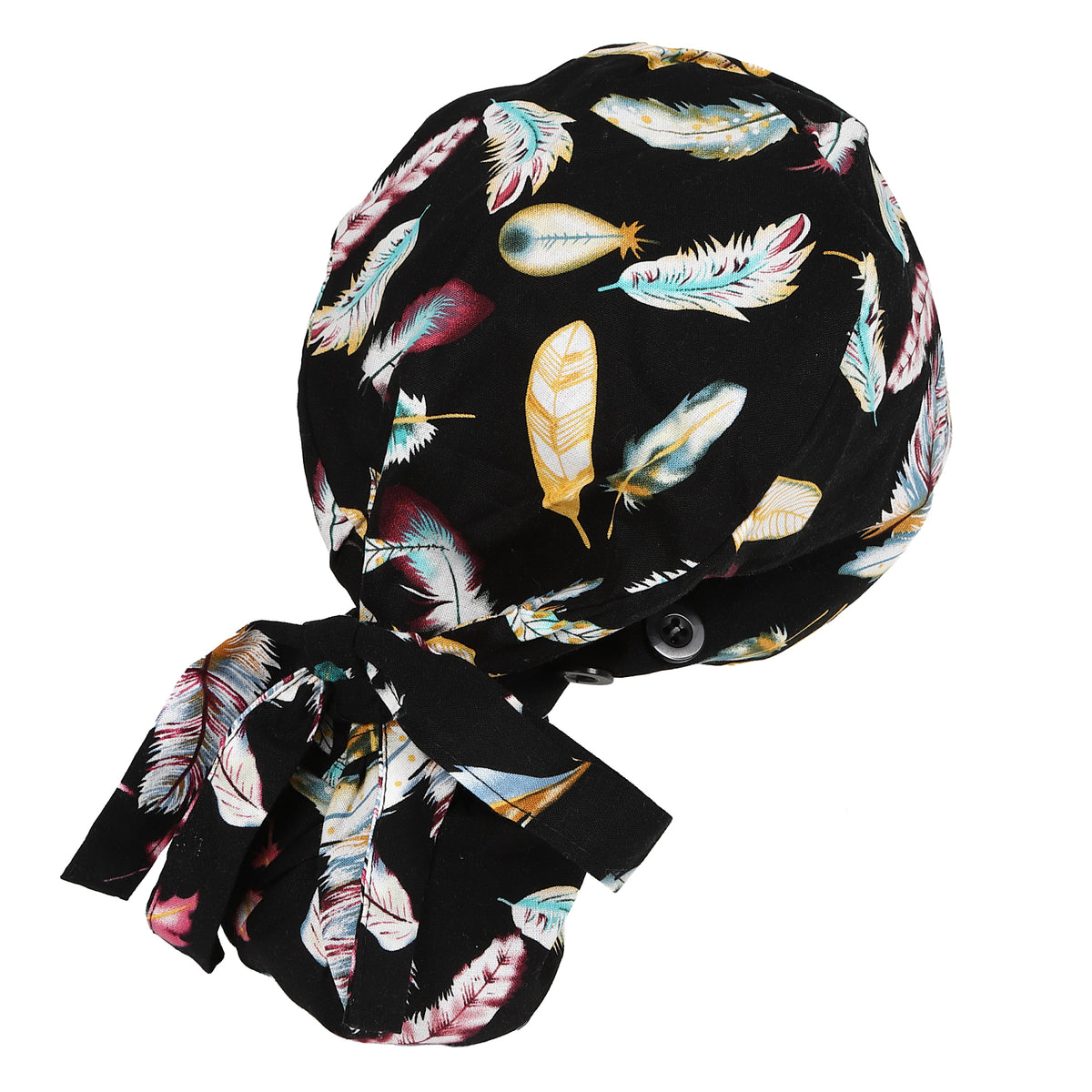 Satin Lined Ponytail Scrub Cap - Feather