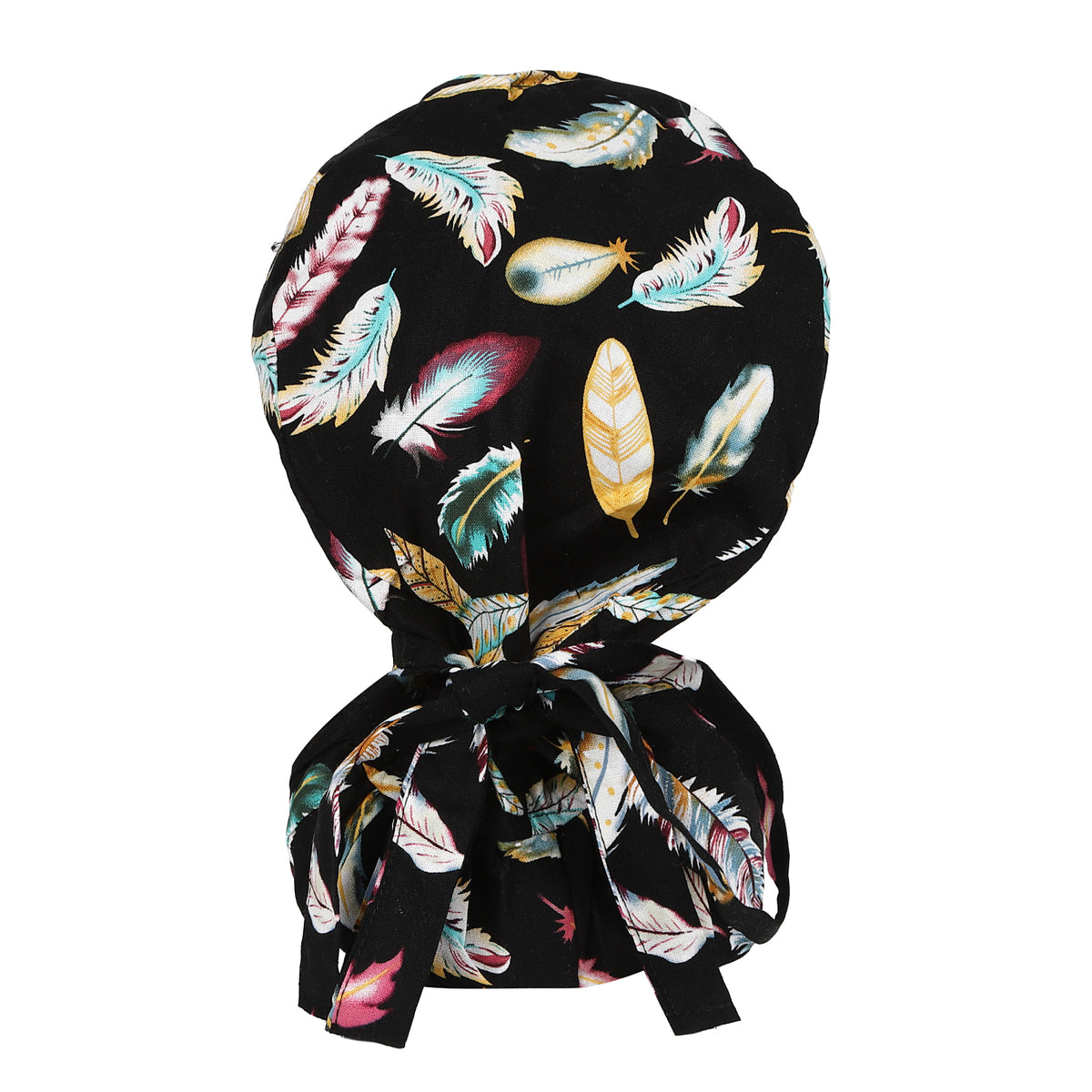 Satin Lined Ponytail Scrub Cap - Feather