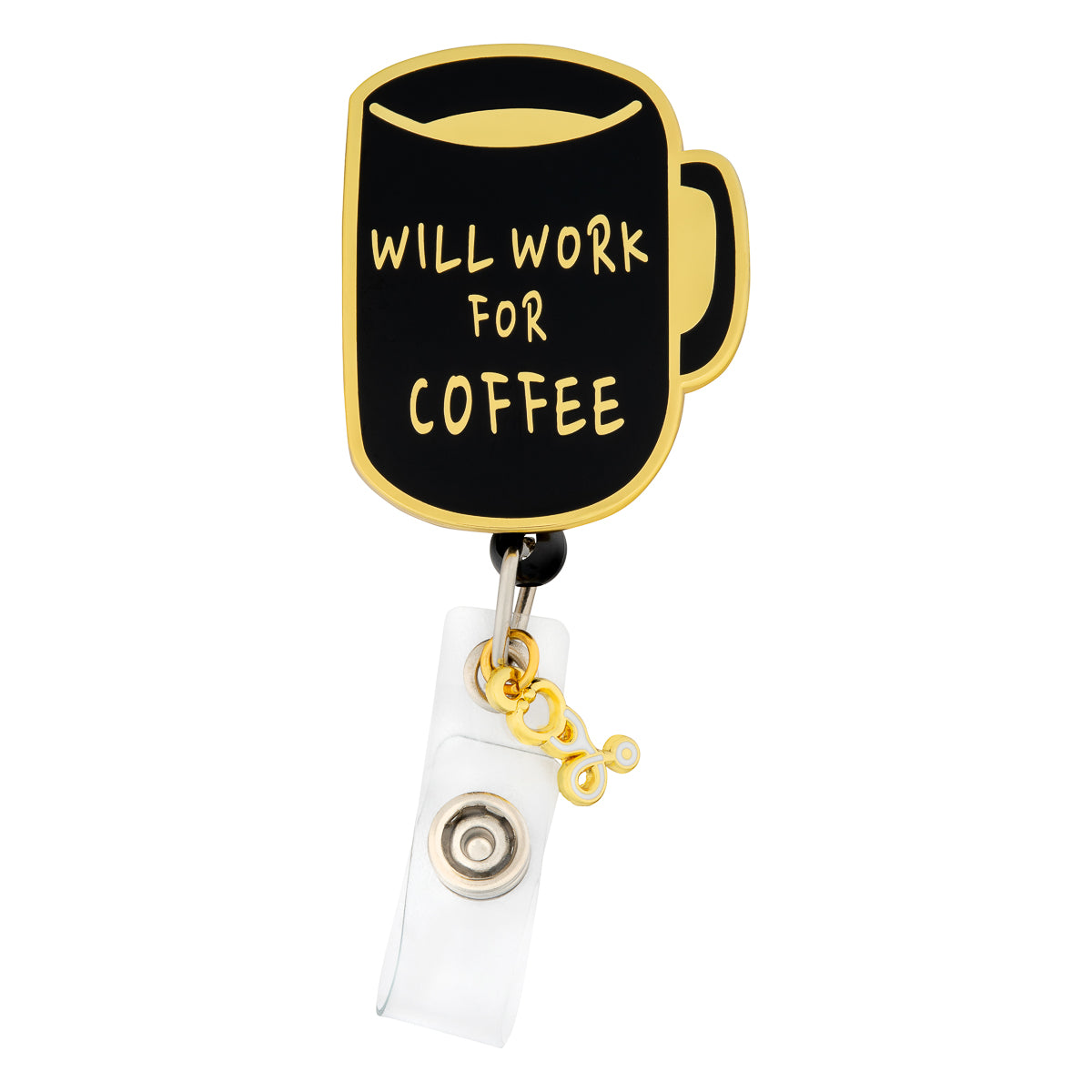 Retractable Nursing Badge Reel with Charm - Black Coffee - First Lifesaver