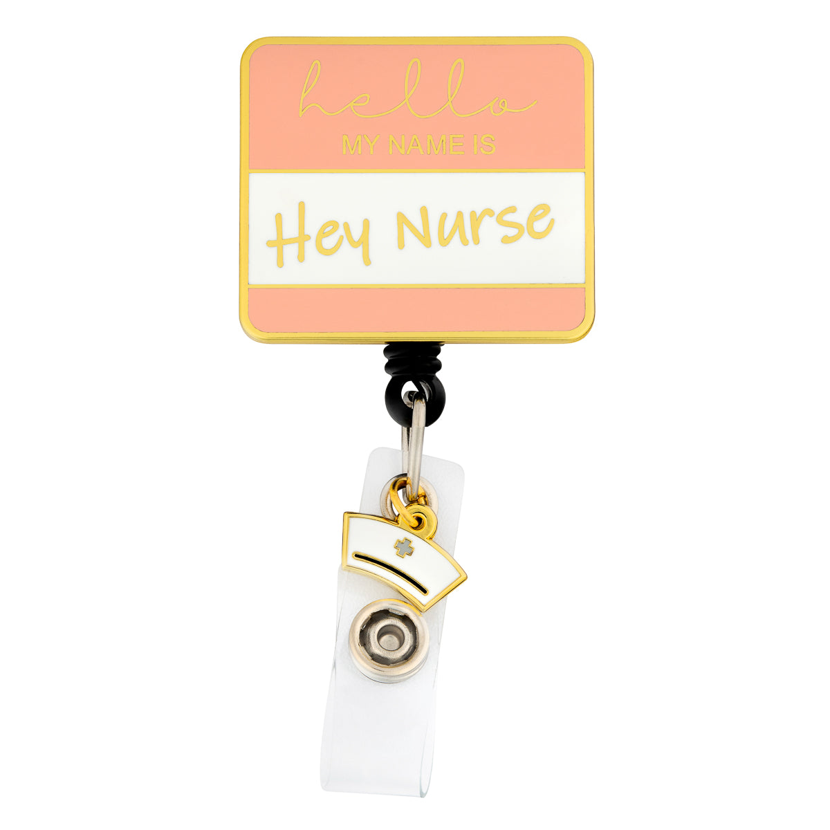 Retractable Nursing Badge Reel with Charm - Hey Nurse - First Lifesaver