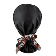 Ponytail Scrub Cap - Black N Leopard - First Lifesaver