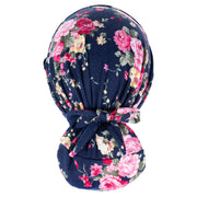 Ponytail Scrub Cap - Stretchy Navy Rose - First Lifesaver