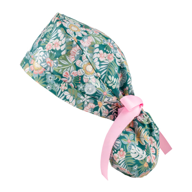 Ponytail Scrub Cap - Tropical Sunshine - First Lifesaver