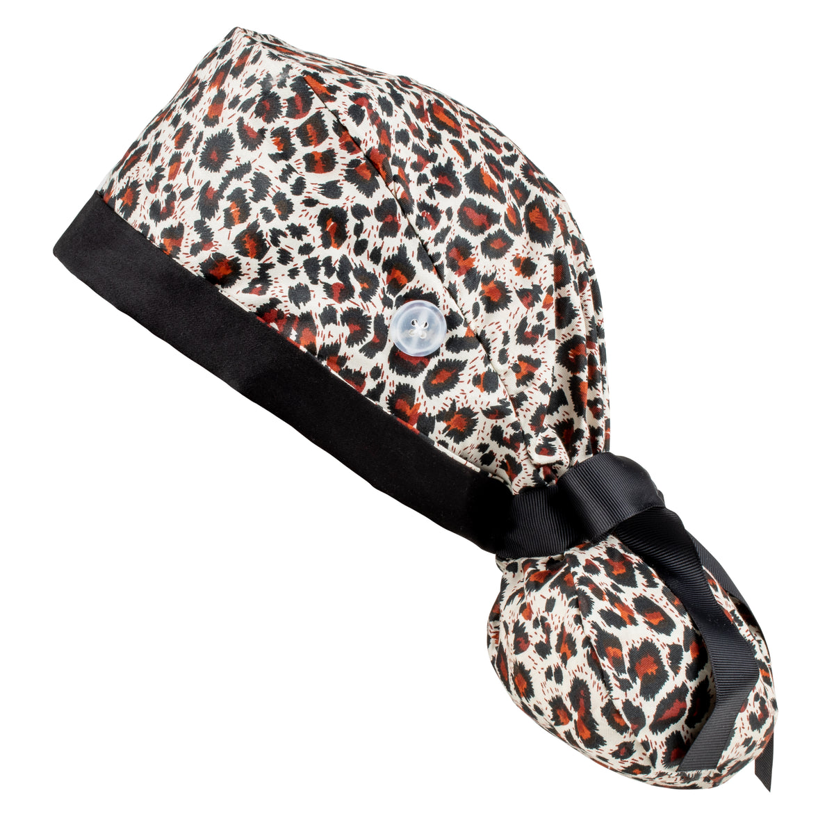 Ponytail Scrub Cap - Brown Leopard - First Lifesaver