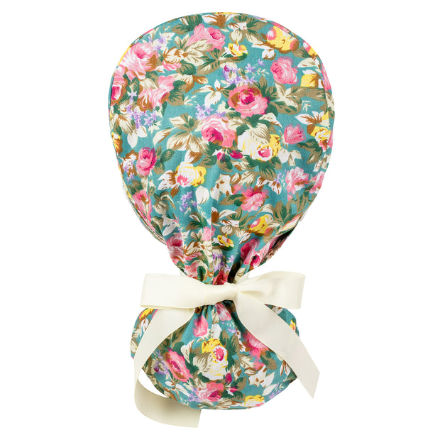 Ponytail Scrub Cap - Flower Garden - First Lifesaver