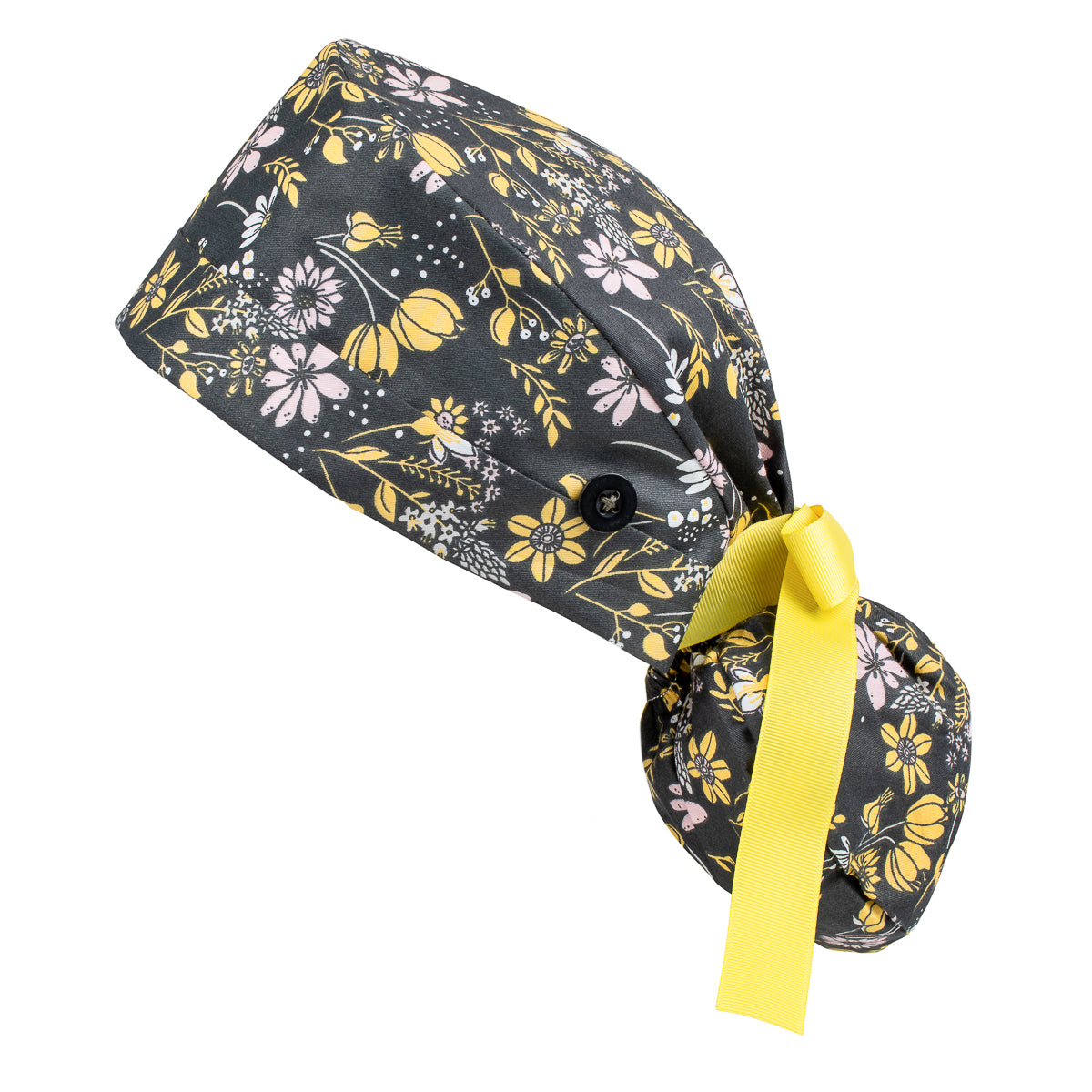 Ponytail Scrub Cap - Midnight Flowers - First Lifesaver