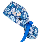 Ponytail Scrub Cap - Tropical Leaves - First Lifesaver
