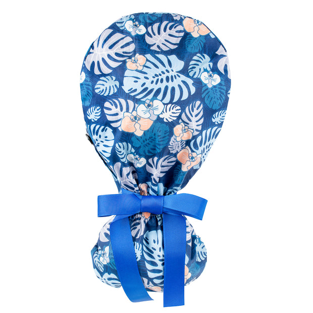 Ponytail Scrub Cap - Tropical Leaves - First Lifesaver